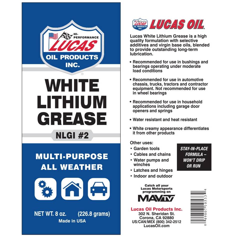 Lucas Oil White Lithium Grease (8oz)