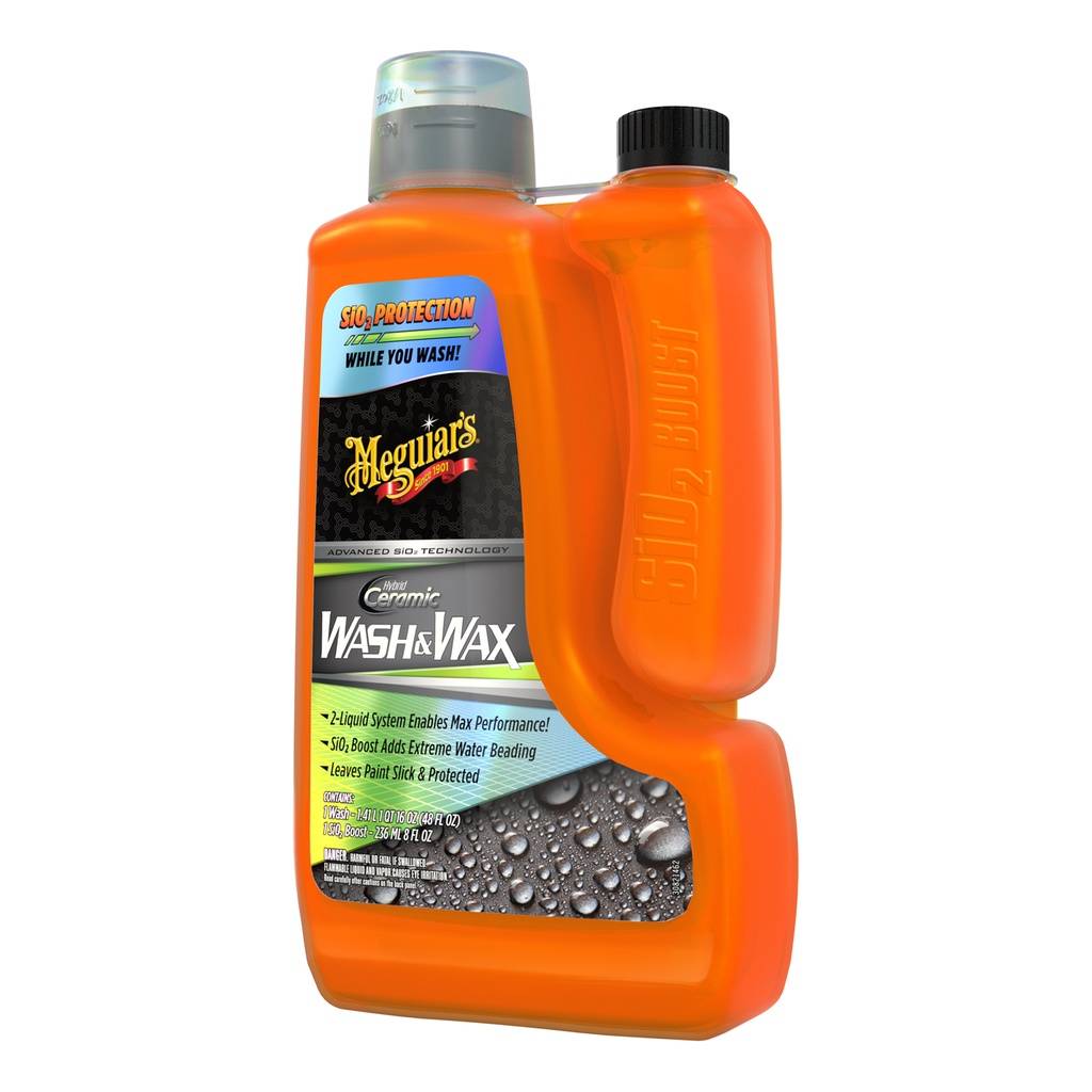Meguiar's Hybrid Ceramic Wash & Wax 48oz [Luxurious Car Wash with Instant Water Beading Protection]