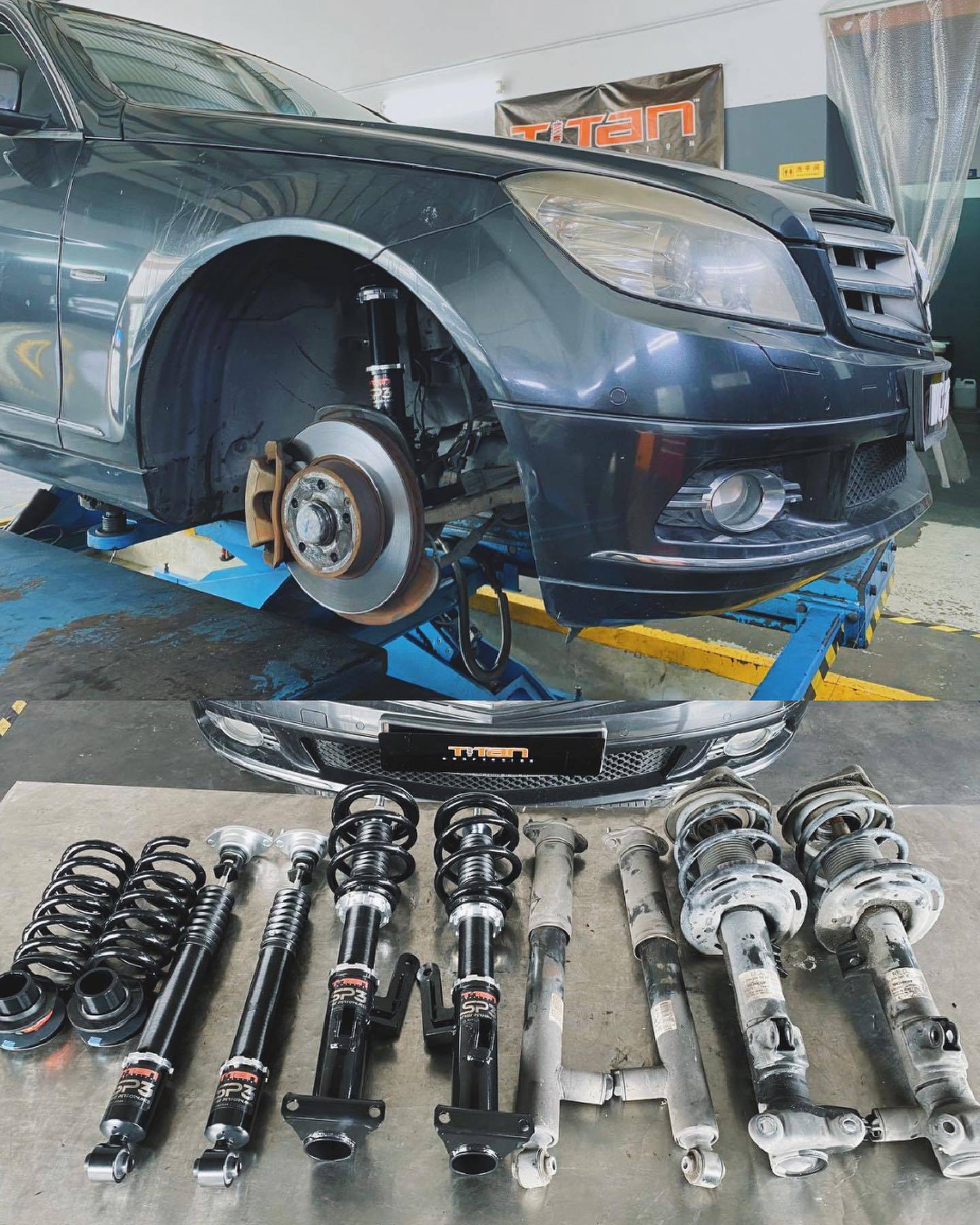 MERCEDES W204 FRONT STRUT SHOCK REPLACEMENT REMOVAL C250, 49 OFF