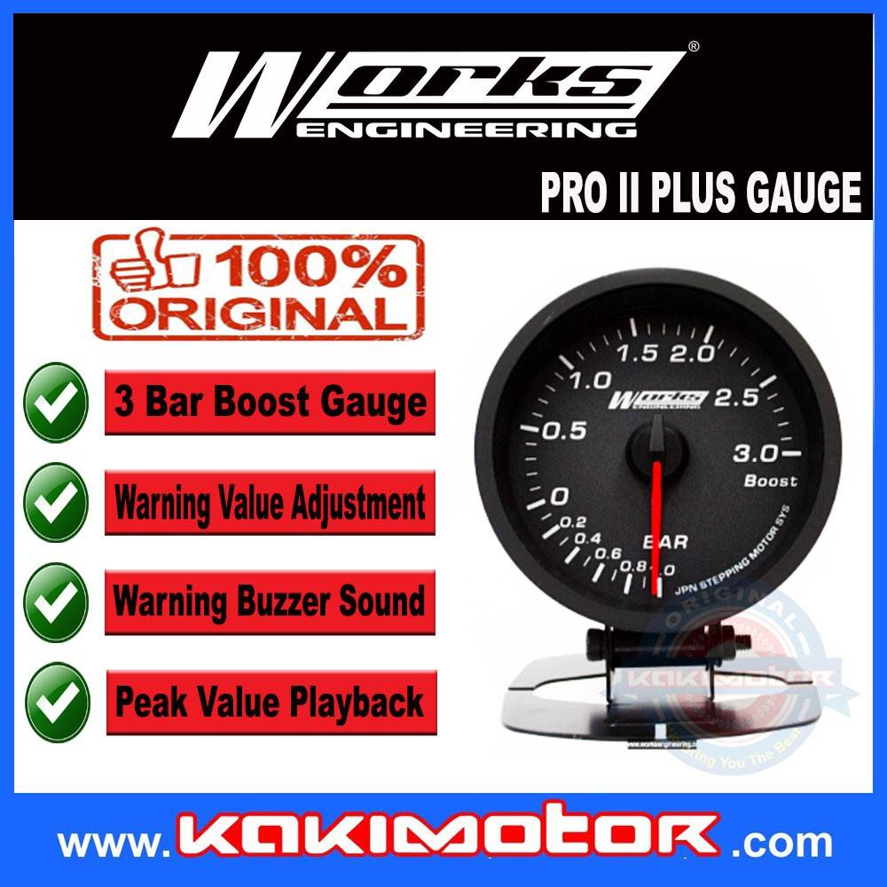 Works Engineering Pro II PLUS Gauge 3 Bar Boost Gauge