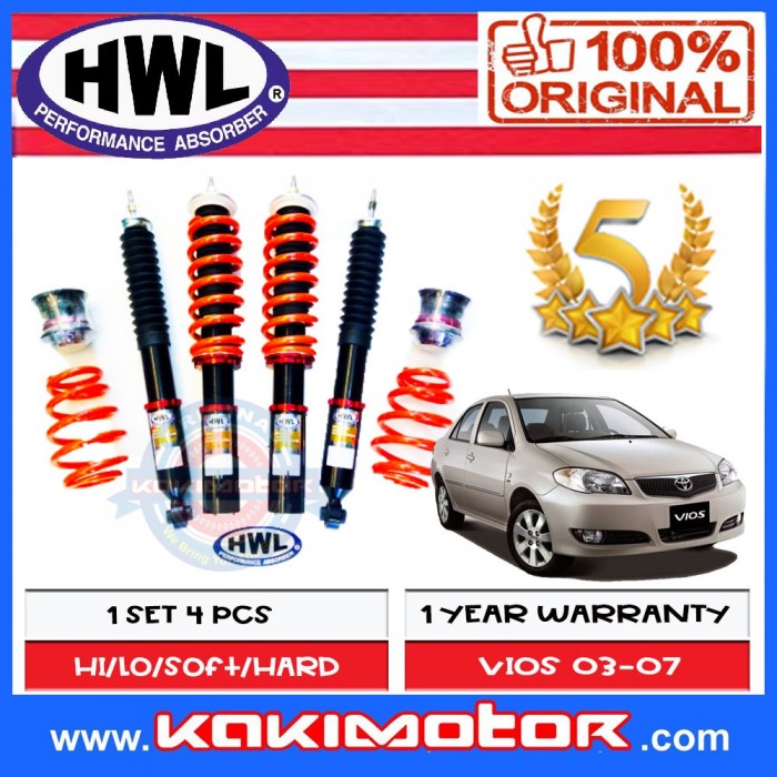 HWL ST1 Fully Adjustable Suspension/Coilovers Toyota Vios NCP42